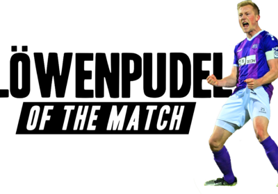Nicht mal der lange Pfosten kann ihn stoppen – Niklas Wiemann ist unser Löwenpudel of the Match aus dem Spiel gegen Borussia Dortmund II